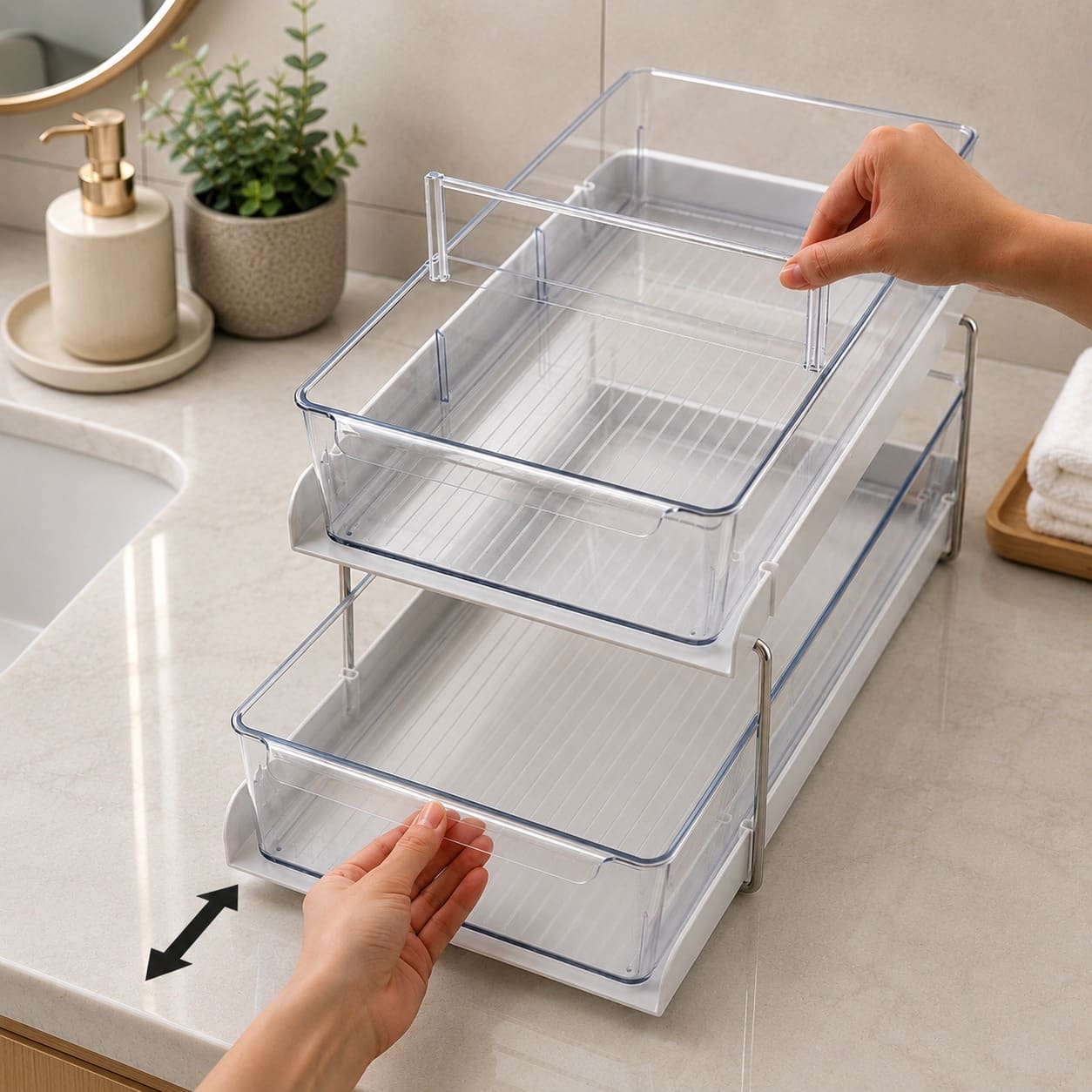 Organizador de Maquillaje Cajón Doble para Baño