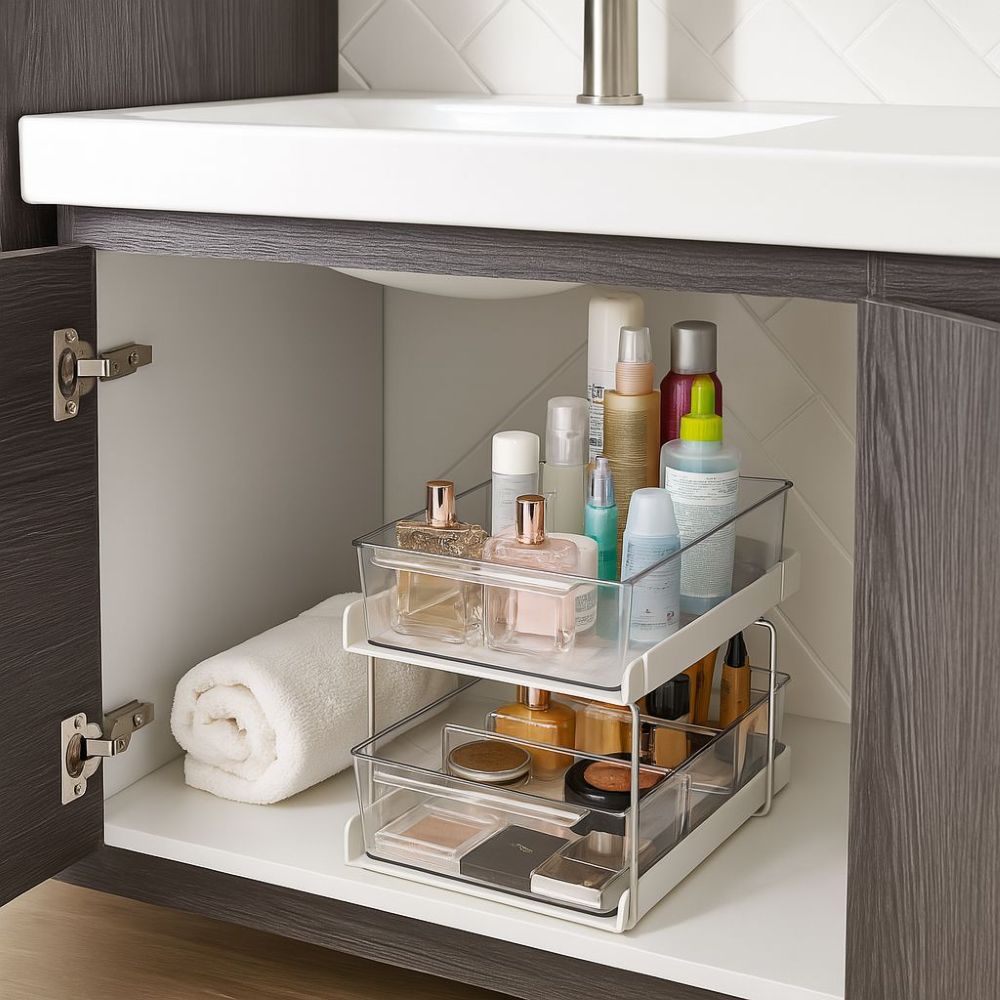 Organizador de Maquillaje Cajón Doble para Baño