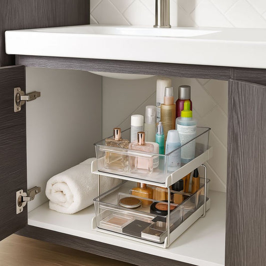 Organizador de Maquillaje Cajón Doble para Baño