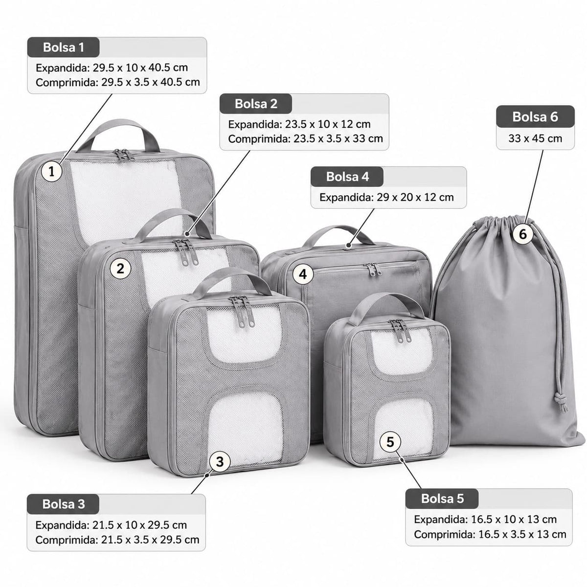 Organizador de viaje Set x 6