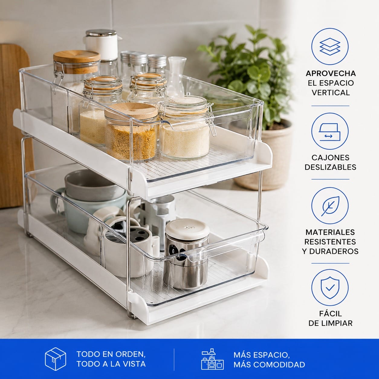 Organizador de Cajones Doble para cocina