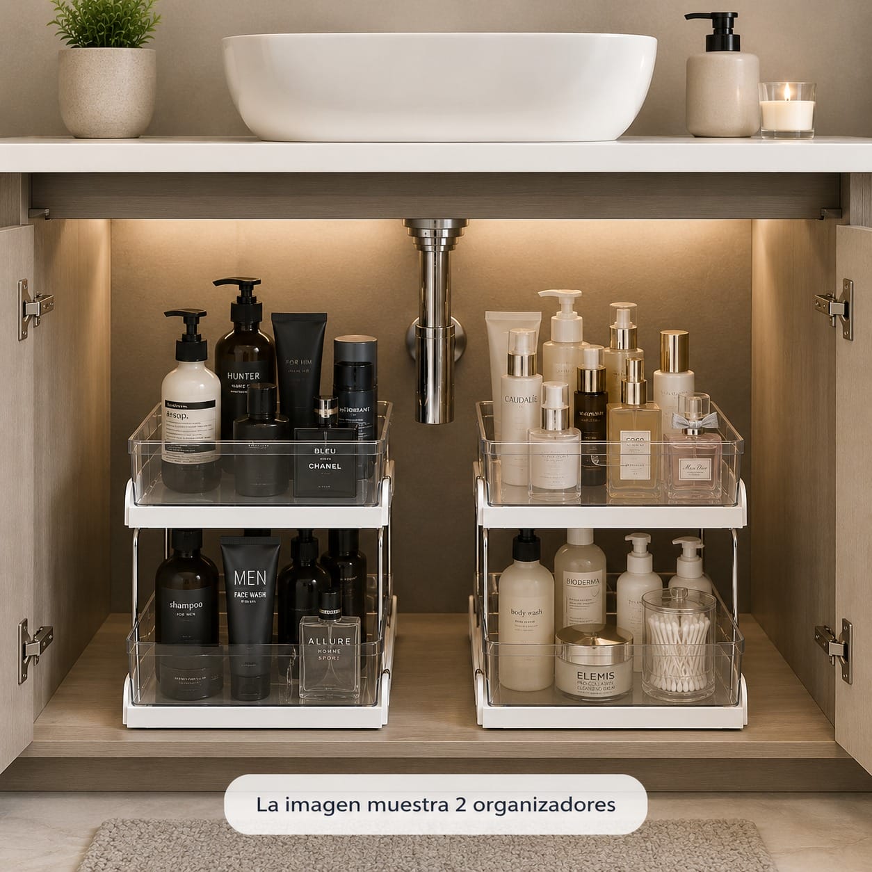Organizador de Maquillaje Cajón Doble para Baño