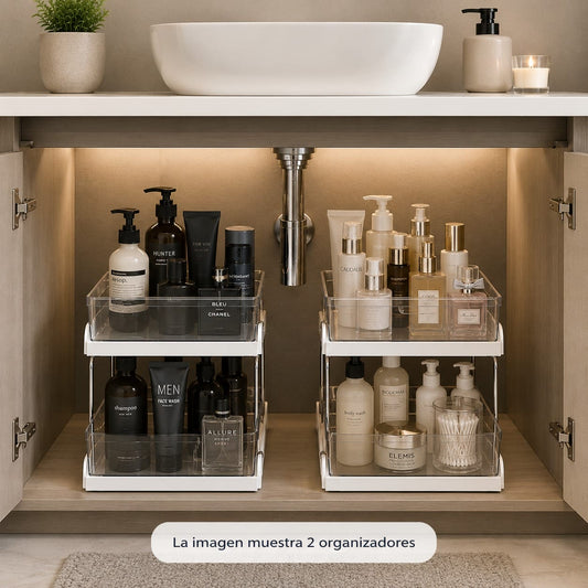 Organizador de Maquillaje Cajón Doble para Baño