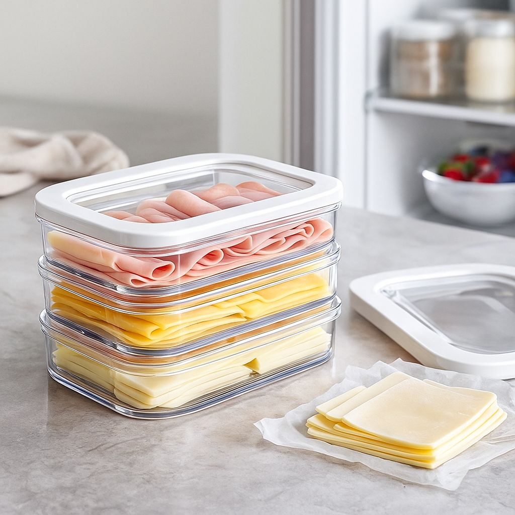 Contenedores para Quesos y Carnes Frías Set x 3 apilable