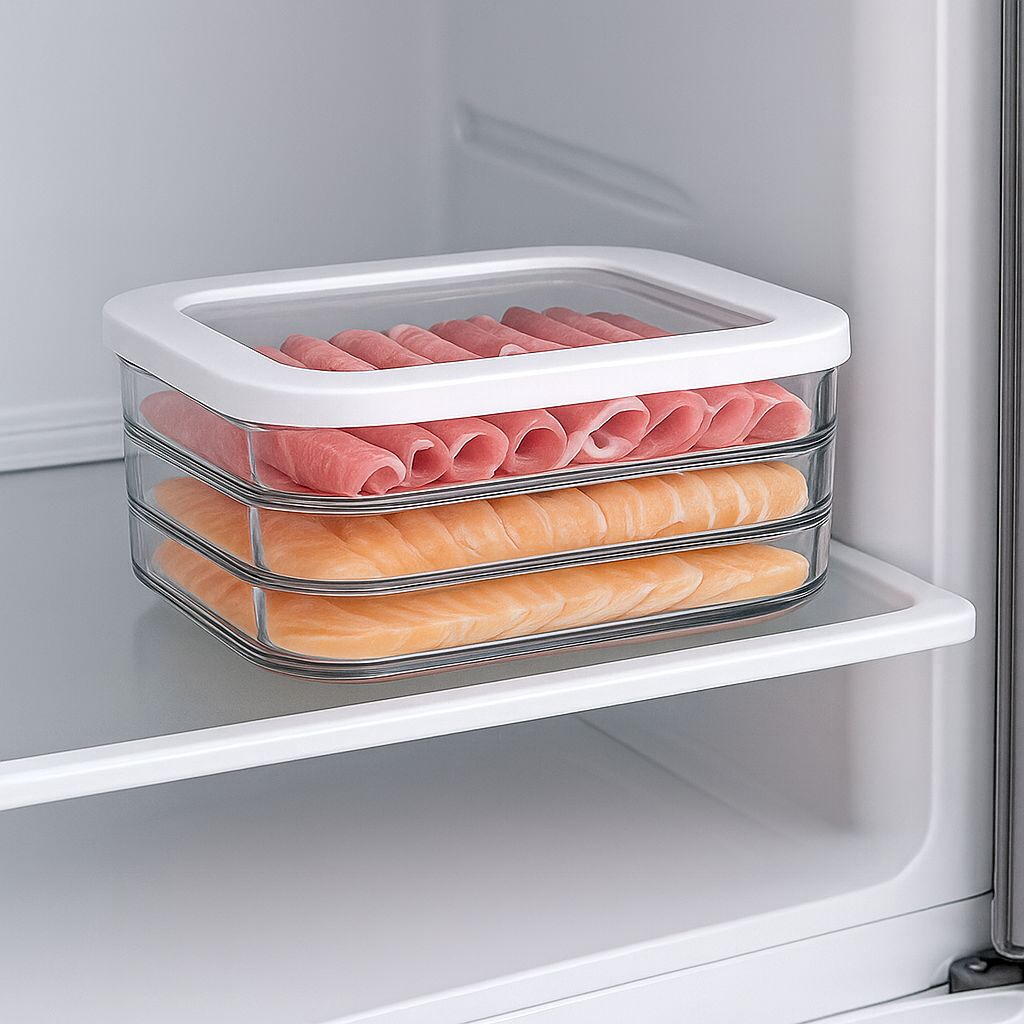 Contenedores para Quesos y Carnes Frías Set x 3 apilable