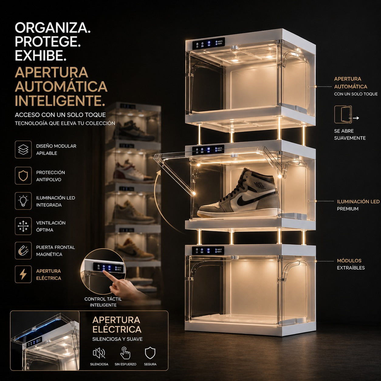 Exhibidor de Sneakers Inteligente con iluminación LED