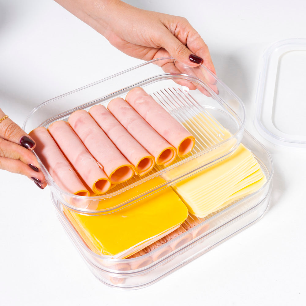 Contenedores para Quesos y Carnes Frías Set x 3 apilable