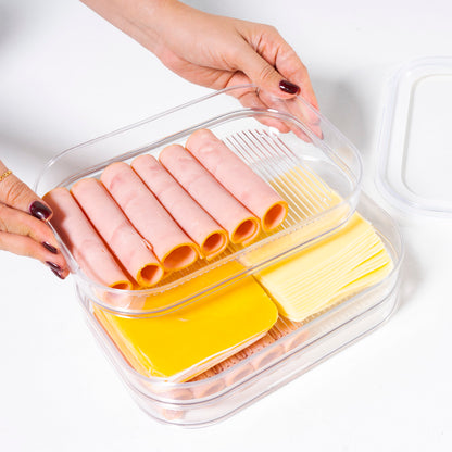 Contenedores para Quesos y Carnes Frías Set x 3 apilable