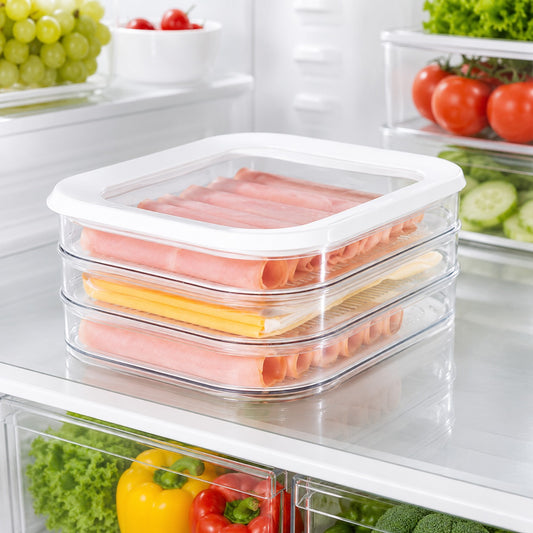 Contenedores para Quesos y Carnes Frías Set x 3 apilable