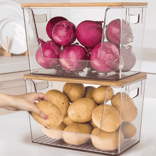 Organizador de Despensa con Tapa de Bambú