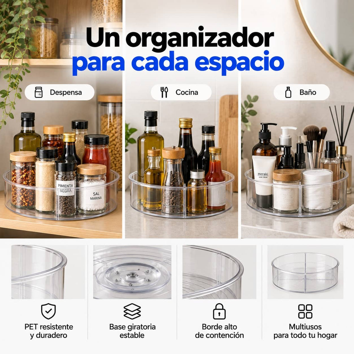 Contenedor Organizador Giratorio para cocina
